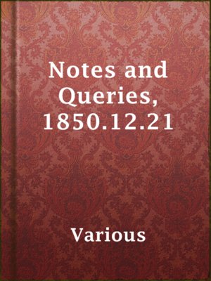 cover image of Notes and Queries, 1850.12.21